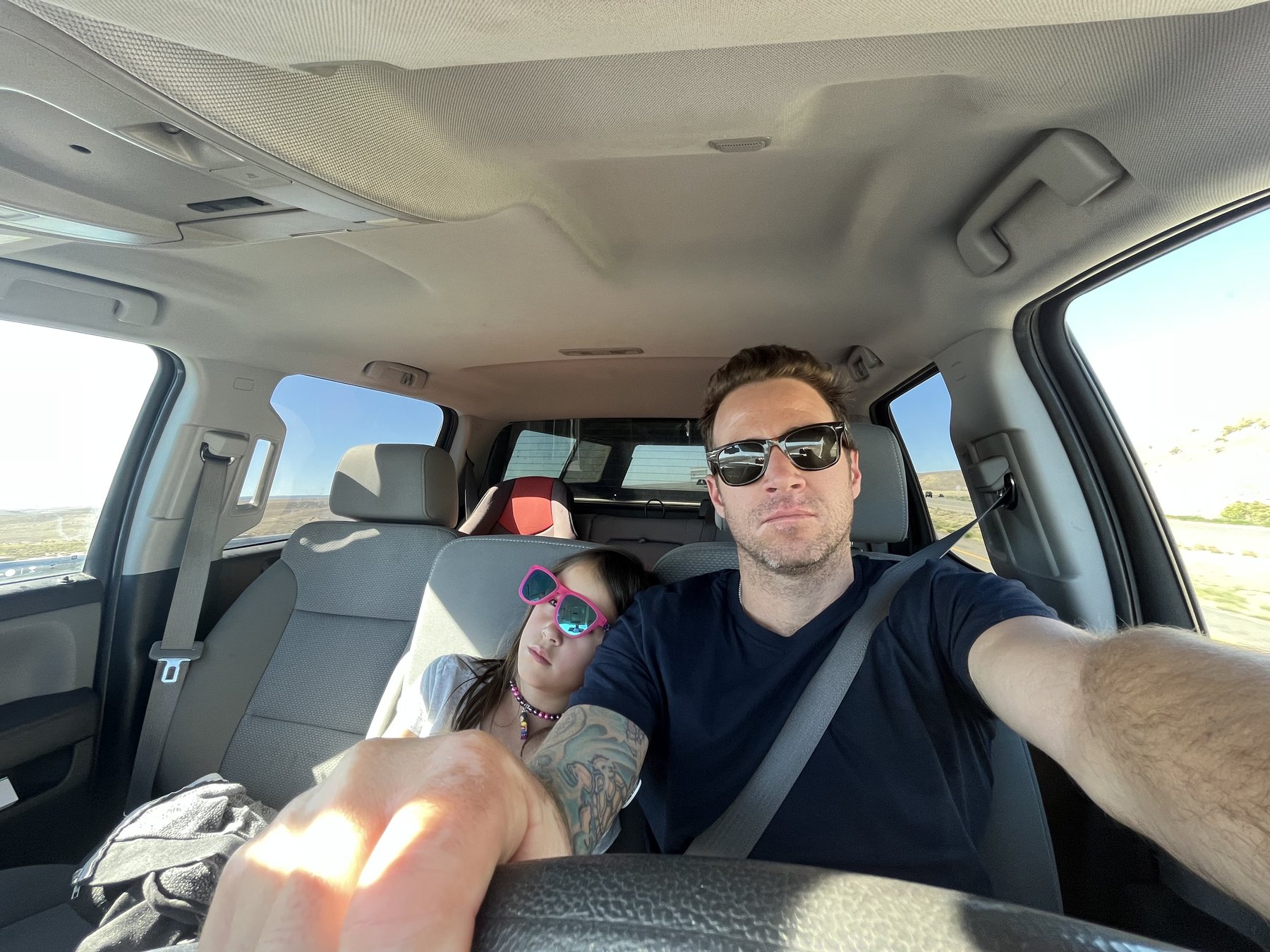Cody on a road trip with his daughter